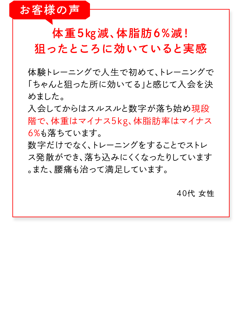 狙ったところに効いていると実感。